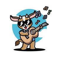 Cute goat playing guitar vector