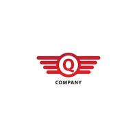 Rounded Wings, Ellipse Shape and Alphabet Logo Concept. Letter Q Initial Abjad Logo Design Template Isolated On White Background. Red Color Theme. vector