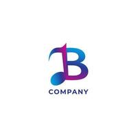 Letter B Alphabet Music Logo Design. Initial and Musical Note logo concept isolated on white background. Multicolor gradient color theme. vector