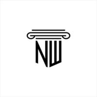 Diseño creativo del logotipo de la letra nw con gráfico vectorial vector