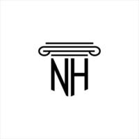 diseño creativo del logotipo de la letra nh con gráfico vectorial vector