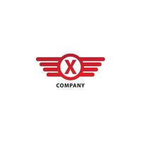 Letter X Initial Abjad Logo Design Template. Isolated On White Background. Rounded Wings, Ellipse Shape and Alphabet Logo Concept. Red Color Theme. vector