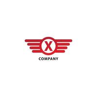 Letter X Initial Abjad Logo Design Template. Isolated On White Background. Rounded Wings, Ellipse Shape and Alphabet Logo Concept. Red Color Theme. vector