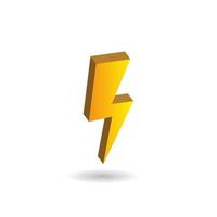 3D vector illustration of thunder bolt isolated on white color background. Design elements. Included graphic style.
