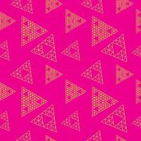 Grunge Outline Triangles Shape Ornament. Handdrawn Triangular Geometric Seamless Pattern Design Template. Yellow and Pink Color Theme. vector