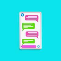 chatting interface with bubble speeches isolated on tosca blue color background. concept of online talking, conversation. minimal design. 3d vector illustration