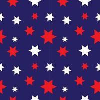 Hexagonal Stars Shape Ornament. Seamless Pattern Design Template. Red, Dark Blue and White Color Theme. vector