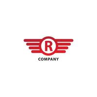 Letter R Initial Abjad Logo Design Template. Rounded Wings, Ellipse Shape and Alphabet Logo Concept. Isolated On White Background. Red Color Theme. vector