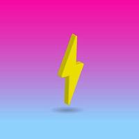 3D vector illustration of yellow lightning. Design elements. Easy to edit. Editable gradient background. Included graphic style.