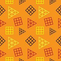 Retro Polygonal Geometric Seamless Pattern Design Template. Triangles and Square Shape Ornament. Yellow Orange Red and Black Color Theme. vector