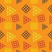 Retro Polygonal Geometric Seamless Pattern Design Template. Triangles and Square Shape Ornament. Yellow Orange Red and Black Color Theme. vector