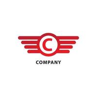 Rounded Wings, Ellipse Shape and Alphabet Logo Concept. Letter C Initial Abjad Logo Design Template. Isolated On White Background. Red Color Theme vector