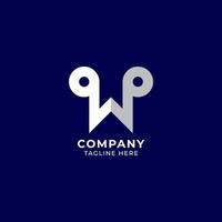 Letter W Alphabet Music Logo Design isolated on Navy Blue background. Initial and Musical Note, Quaver, Eighth Notes logo concept. Monogram Lettermark Logotype vector