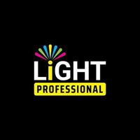 Light Professional Logo Concept for  Lighting Company, Multimedia or etc. Colorful Design on Black Color Background. Yellow, Pink, Green, Blue vector