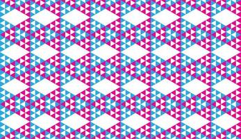 Colorful Abstract Triangles Ornament, Triangular Shapes Wallpaper. Geometric Seamless Pattern Design Template. Light Blue,Pink Magenta And White Color Theme. vector