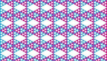 coloridos adornos de triángulos abstractos, papel tapiz de formas triangulares. plantilla de diseño de patrón geométrico sin costuras. tema de color azul claro, rosa magenta y blanco. vector