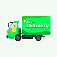 Picture of a delivery truck with a great driver vector