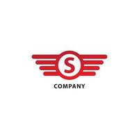 Letter S Initial Abjad Logo Design Template. Isolated On White Background. Rounded Wings, Ellipse Shape and Alphabet Logo Concept. Red Color Theme. vector