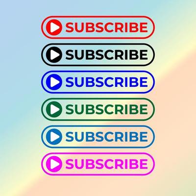 Subscribe Button For TV Channel or Social Media With Play Button, Bordered Rounded Shape, Ellipse