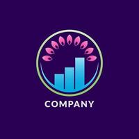 el concepto de diseño de logotipo de ahorro consciente con forma de pétalos de loto y gráfico de barras dentro de un círculo, ilustra la atención financiera holística. apto para empresa de inversión, consultor, etc. vector