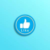 Minimal rounded social media like button on tosca blue gradation color background. creative 3d effect vector illustration.