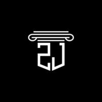 diseño creativo del logotipo de la letra zj con gráfico vectorial vector