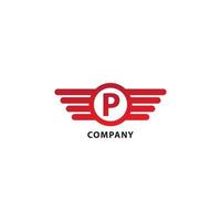 Letter P Initial Abjad Logo Design Template Isolated On White Background. Rounded Wings, Ellipse Shape and Alphabet Logo Concept. Red Color Theme. vector