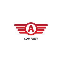 Letter A Initial Abjad Logo Design Template. Rounded Wings, Ellipse Shape and Alphabet Logo Concept. Isolated On White Background. Red Color Theme vector