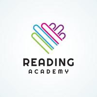 logotipo de la academia de lectura. montón de libros en forma de corazón. diseño vectorial vector