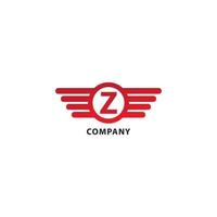 Letter Z Initial Abjad Logo Design Template. Rounded Wings, Ellipse Shape and Alphabet Logo Concept. Isolated On White Background. Red Color Theme. vector