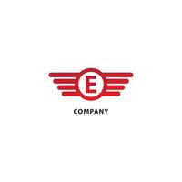 Letter E Initial Abjad Logo Design Template. Rounded Wings, Ellipse Shape and Alphabet Logo Concept. Isolated On White Background. Red Color Theme vector