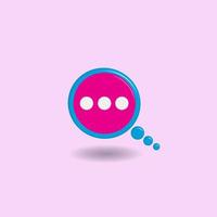 Abstract rounded speech bubble isolated on pastel pink color background. Creative 3D Vector illustration. Blue, white, magenta
