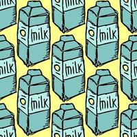 pattern with milk. vector doodle illustration with milk icon.  seamless milk pattern