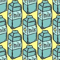 pattern with milk. vector doodle illustration with milk icon.  seamless milk pattern