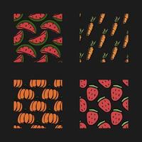set of different seamless food patterns. doodle vector food background