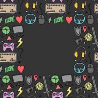 Seamless gaming background with place for text. seamless pattern with doodle gaming icons. gaming vector icons