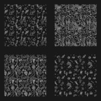 set of different seamless food patterns. doodle vector food background