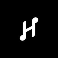 diseño del logotipo de la música del alfabeto de la letra h aislado en el fondo de color negro. concepto de logotipo de nota musical e inicial. logotipo de marca de monograma vector