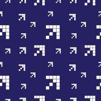 Pixel Arrows Vector Illustration. Seamless Pattern Design Template. Dark Blue and White Color Theme.