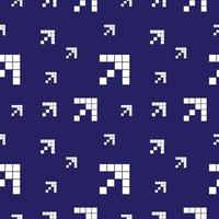 Pixel Arrows Vector Illustration. Seamless Pattern Design Template. Dark Blue and White Color Theme.