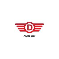 Rounded Wings, Ellipse Shape and Alphabet Logo Concept. Isolated On White Background. Letter D Initial Abjad Logo Design Template. Red Color Theme vector