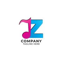 Colorful Letter Z Alphabet Music Logo Design. Initial and Musical Note Logo Concept. Isolated on White Background. Pink Magenta, Blue Color Theme. vector