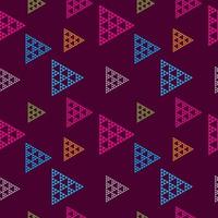 Abstract Triangular Geometric Seamless Pattern Design Template. Colorful Triangles Shape Ornament . Orange, Light Blue, Pink Magenta, Gray, Purple Color Theme. vector