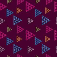 Abstract Triangular Geometric Seamless Pattern Design Template. Colorful Triangles Shape Ornament . Orange, Light Blue, Pink Magenta, Gray, Purple Color Theme. vector