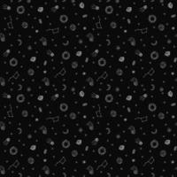 Seamless space pattern. Cosmos background. Doodle vector space illustration with planets, comet, stars, moon, sun and black hole