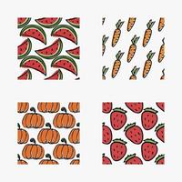 set of different seamless food patterns. doodle vector food background