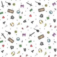 Seamless gaming background. seamless pattern with doodle gaming icons. gaming vector icons