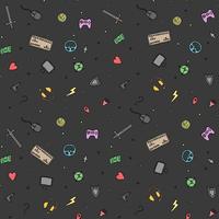 Seamless gaming background. seamless pattern with doodle gaming icons. gaming vector icons