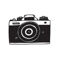 Doodle icon photo camera. Hand drawn sketch in vector