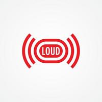 Loud Music Logo Design Template. Sound Vibration Logo Concept Isolated on White Background. Red Color Identity. vector